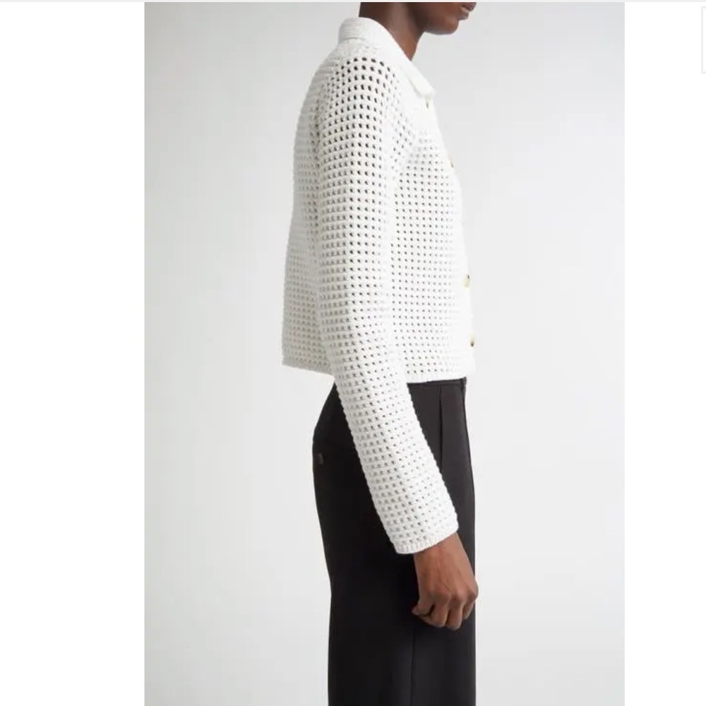 NWT Vince block Stitch Cardigan Sweater Jacket Crochet Button-Up Collared - Picture 3 of 7
